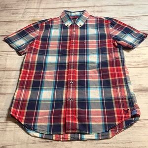 American Eagle Outfitters Plaid Short Sleeved Button Down Shirt